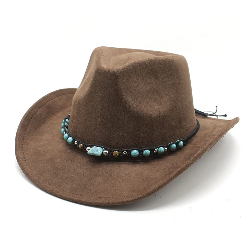New Suede Ethnic Style Tibetan Western Cowboy Hat Top Hat Autumn And Winter Men’s And Women’s Felt Hat Curved Jazz Hat