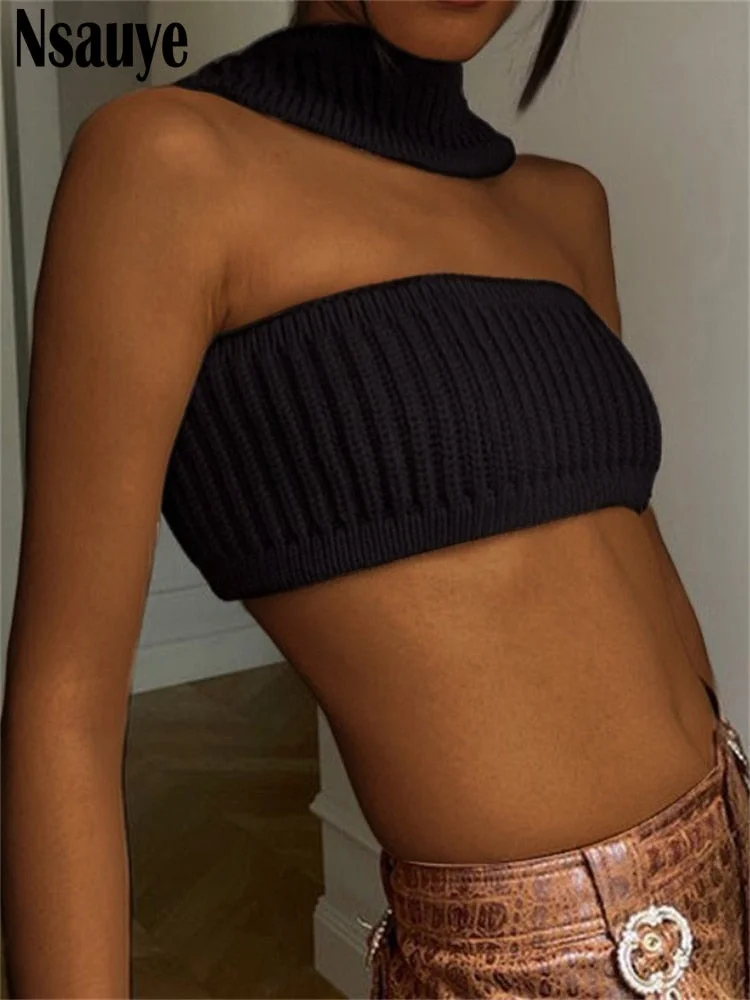 Nsauye Knitted Summer Basic Shirts Crop Tops Blue Casual Streetwear Mini Vest Women Clothes Beach Vacation Tank Top Y2K 2022