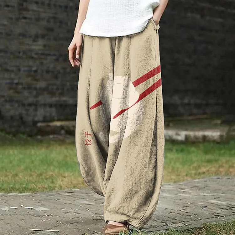 Cat Dumpling Art Print Pants