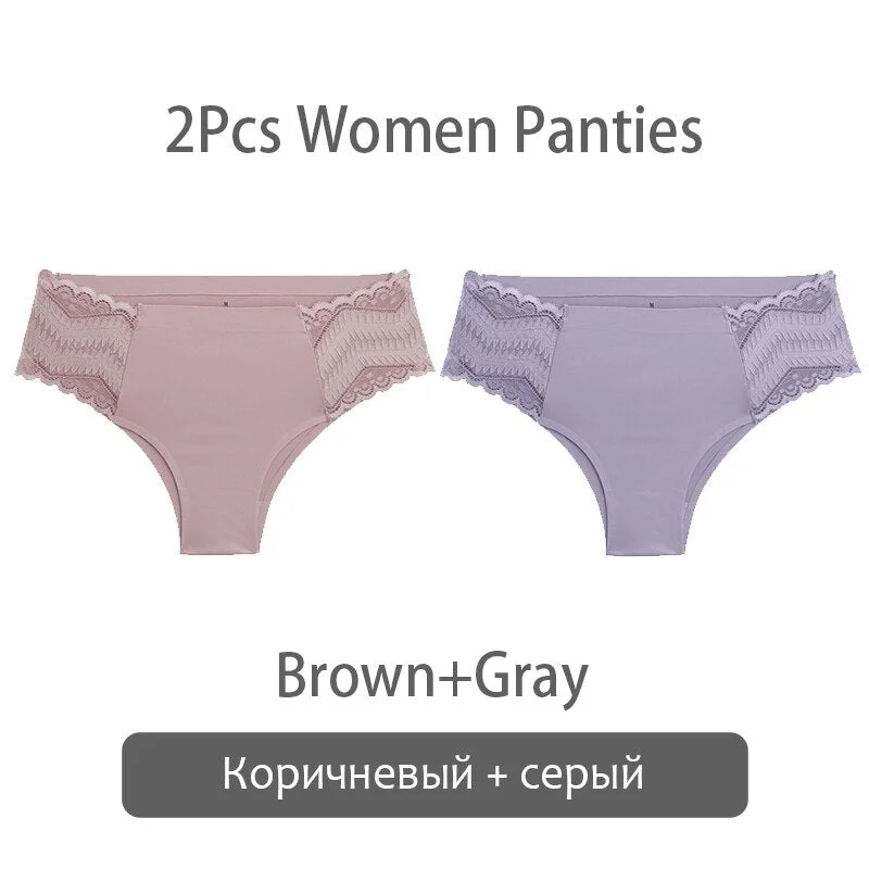 FINETOO Women Patchwork Lace Panties S-XL Seamless Underwear Sexy Low Waist Briefs Comfortable Underpants Ladies Lingerie 2021