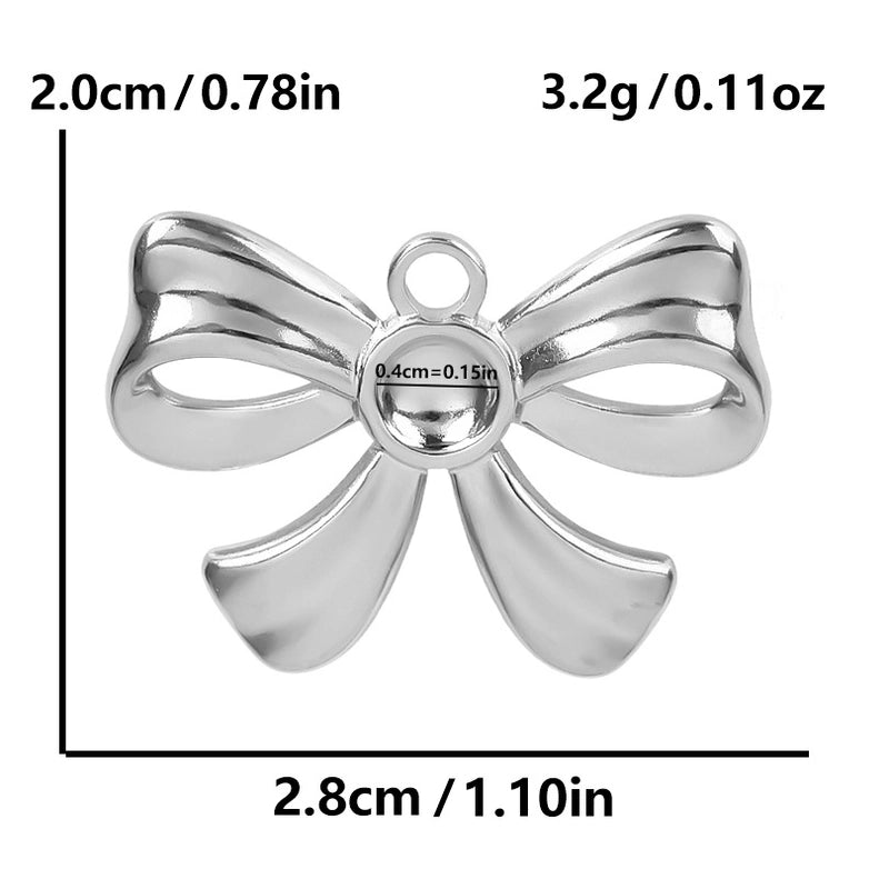 5 Pieces 28*20mm 28*42mm 33*29mm 304 Stainless Steel 18K Gold Plated Bow Knot Polished Pendant