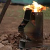 Folding Firewood Stove Stainless Steel BBQ Rocket Stove for Traveling BBQ Picnic