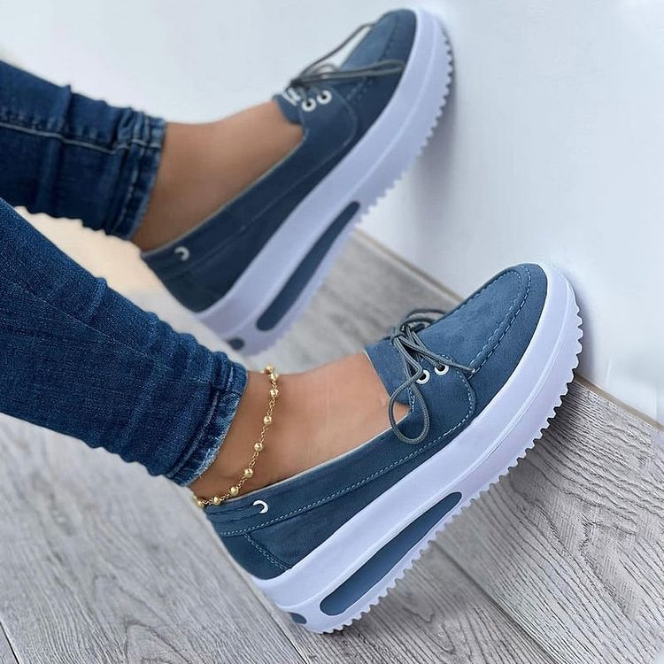 Women's Casual Daily Lace-up Platform Heel Sneakers