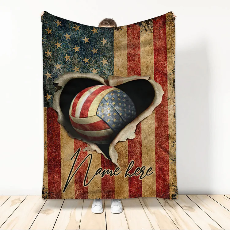 Personalized Volleyball Blanket, Volleyball Girl Sherpa Fleece Blanket | BKKid571