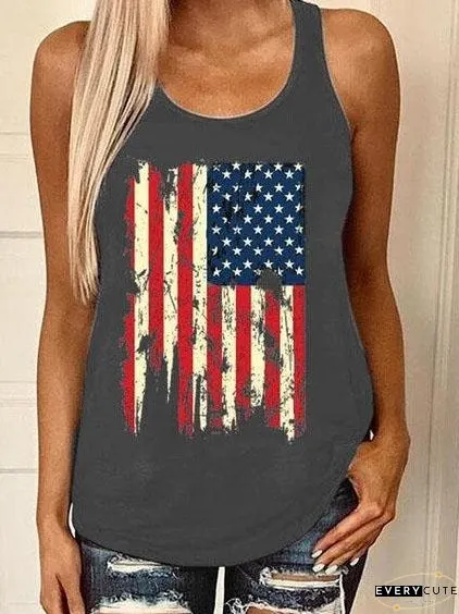 Casual Graphic Print Sleeveless Vest