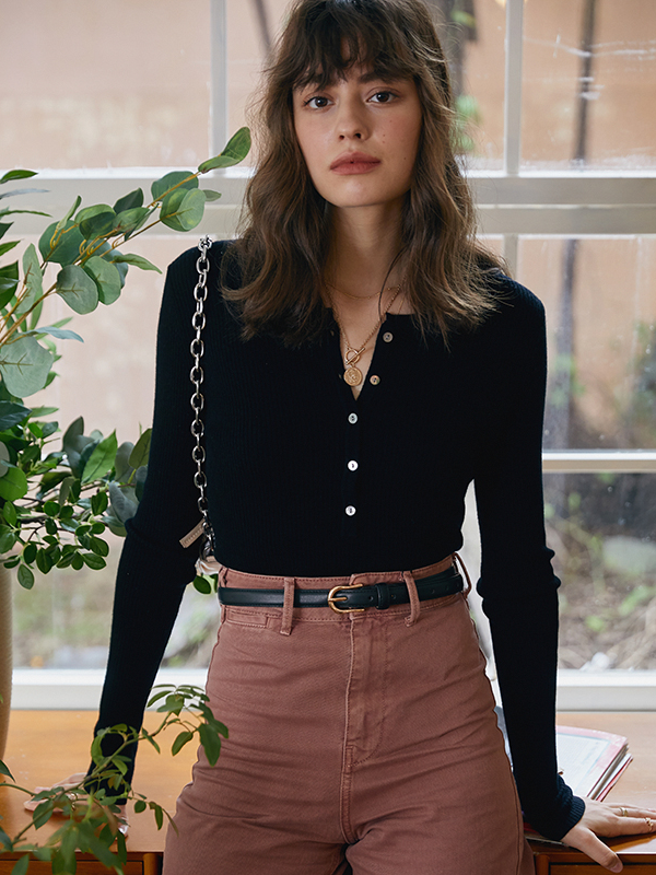 Wool Sweater V-neck Pullover Style-Real Silk Life