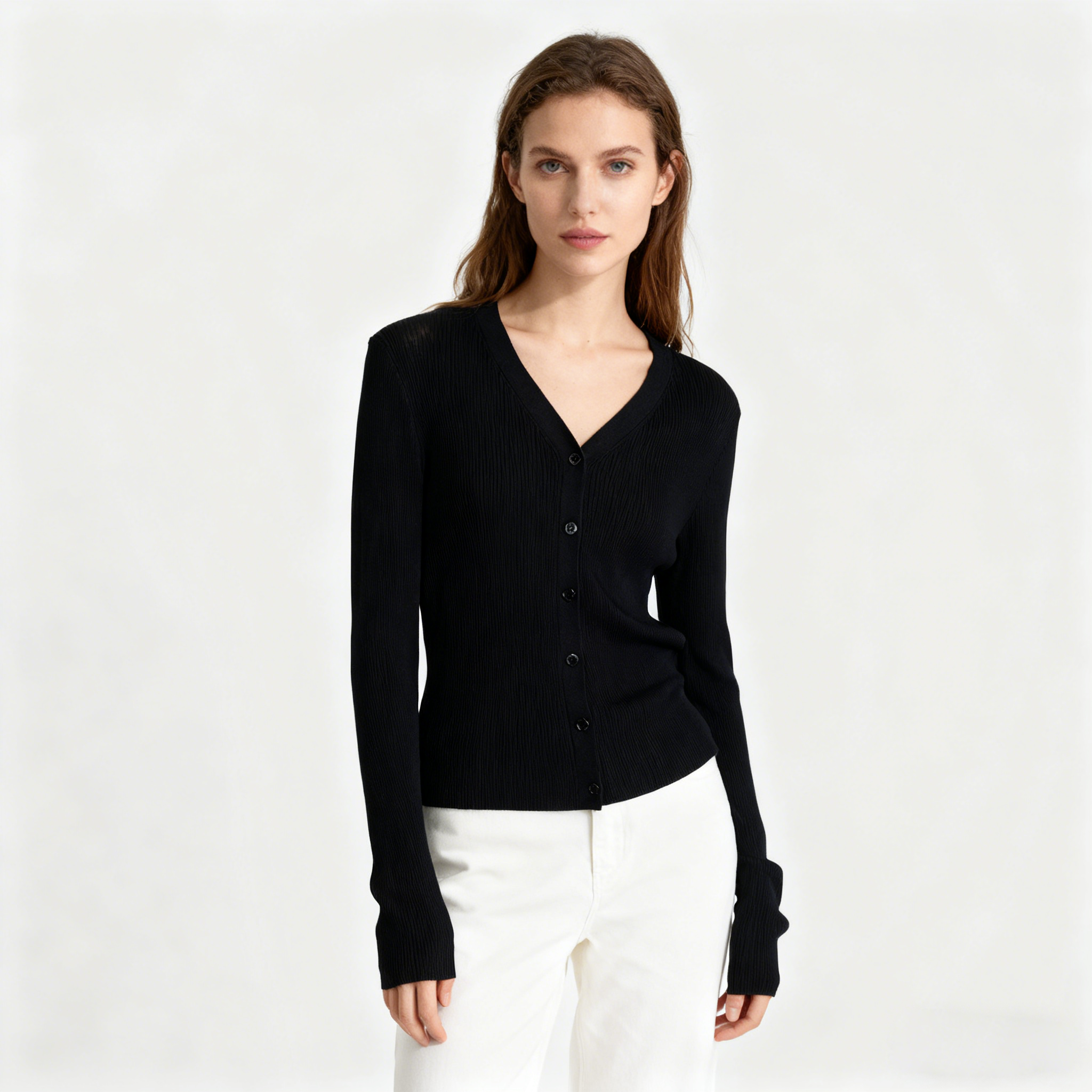 Silk Cardigan Thin Simple Foreign REAL SILK LIFE