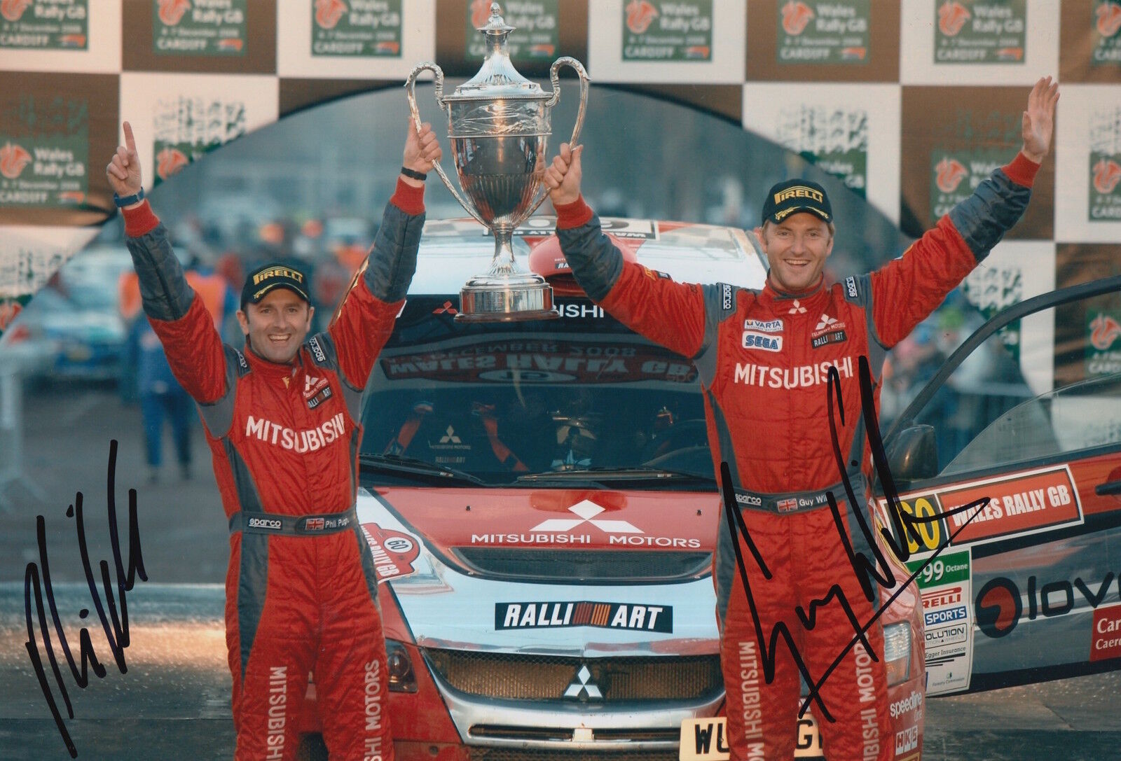 Guy Wilks and Phil Pugh Hand Signed 12x8 Photo Poster painting Mitsubishi Rally.