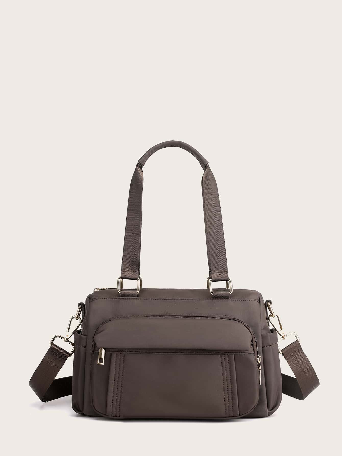 Pocket Front Top Handle Tote Bag