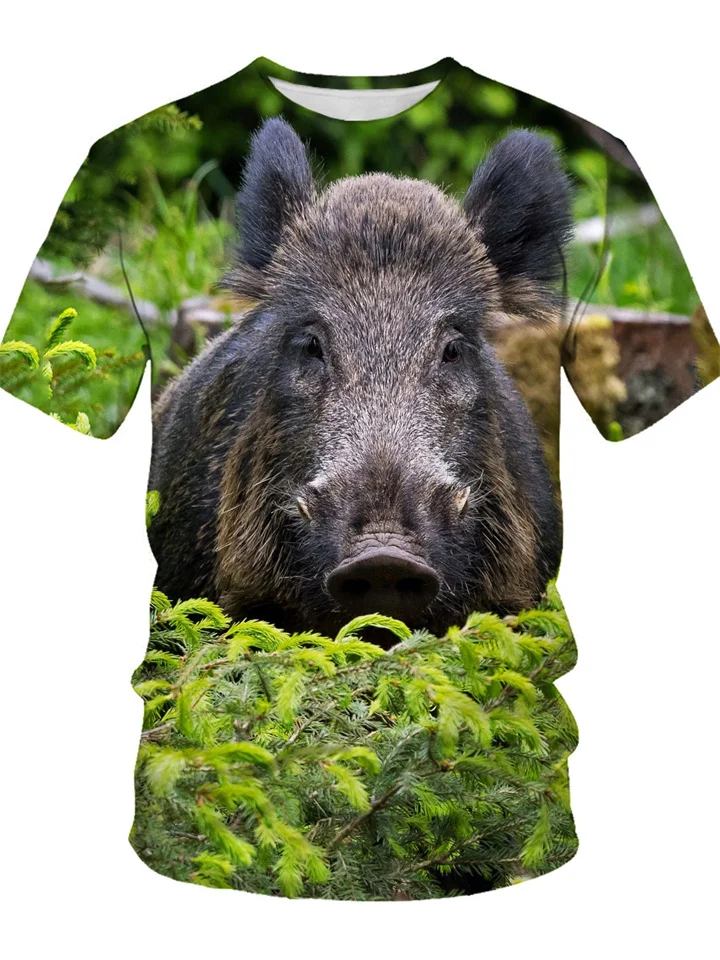 New Popular Novelty Animal Pig 3d Printing Round Neck T-shirt Funny Pig Casual Men's T-shirt XS-6XL-Cosfine
