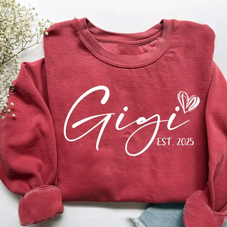 Gigi Est. Year Sweatshirt, Personalized Grandma Announcement Sweatshirt