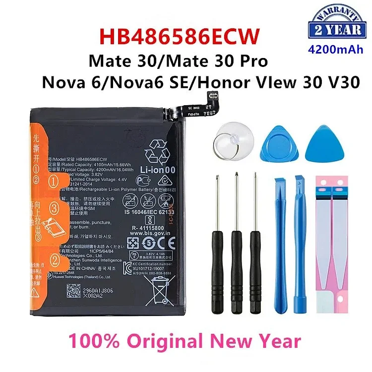 Orginal HB486586ECW 4200mAh Battery For Huawei Mate 30/Mate 30 Pro Nova 6/Nova 6 SE Honor VIew 30 V30 Batteries +Tools
