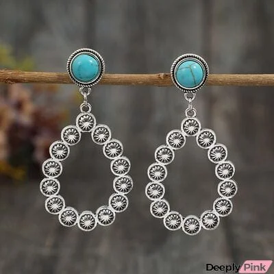 Artificial Turquoise Teardrop Earrings