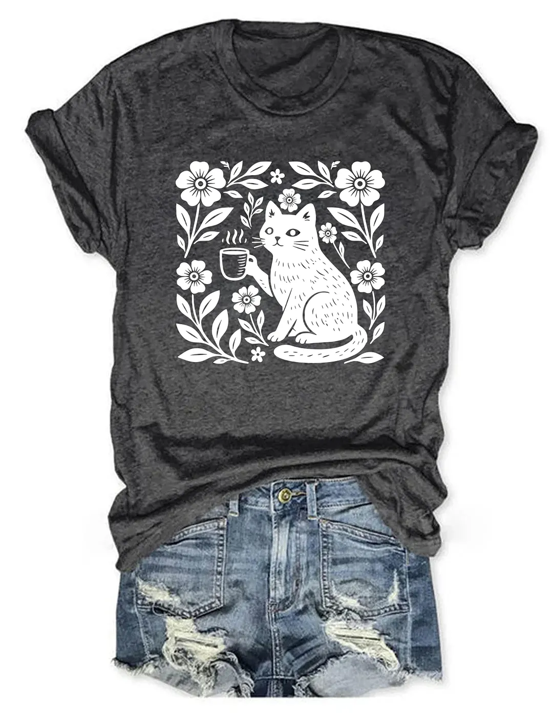 Boho Cat Coffee Lover T-shirt