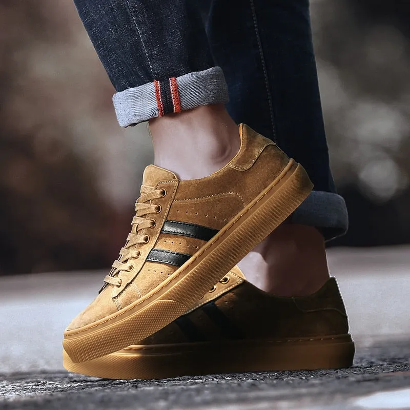Nine o'clock Autumn Men's Casual Genuine Leather Shoes Luxury Soft Anti-skid Breathable Sneakers Natural Skin Vulcanized Shoes