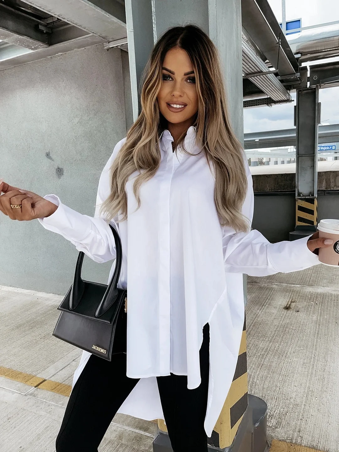 Uveng Glamorous Loose Women's Lapel Irregular Shirt