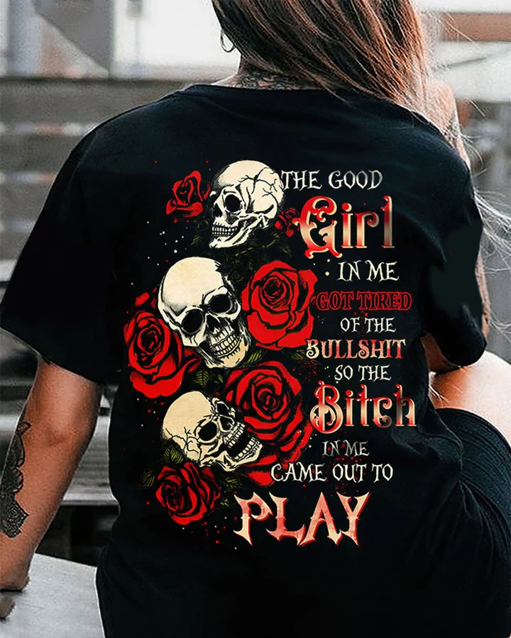 The Good Girl In Me Skull Printed Women's T-shirt