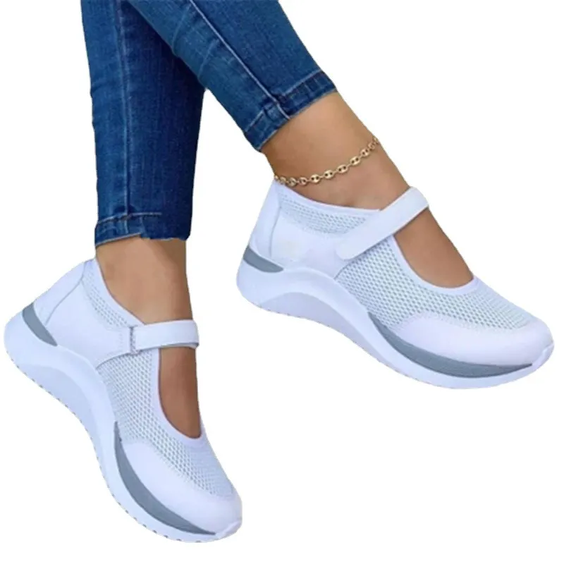 Breakj Breakj Summer Round Head Knitting Magic Thick-Soled Sandals Women Large Code Grid Roman Sandals