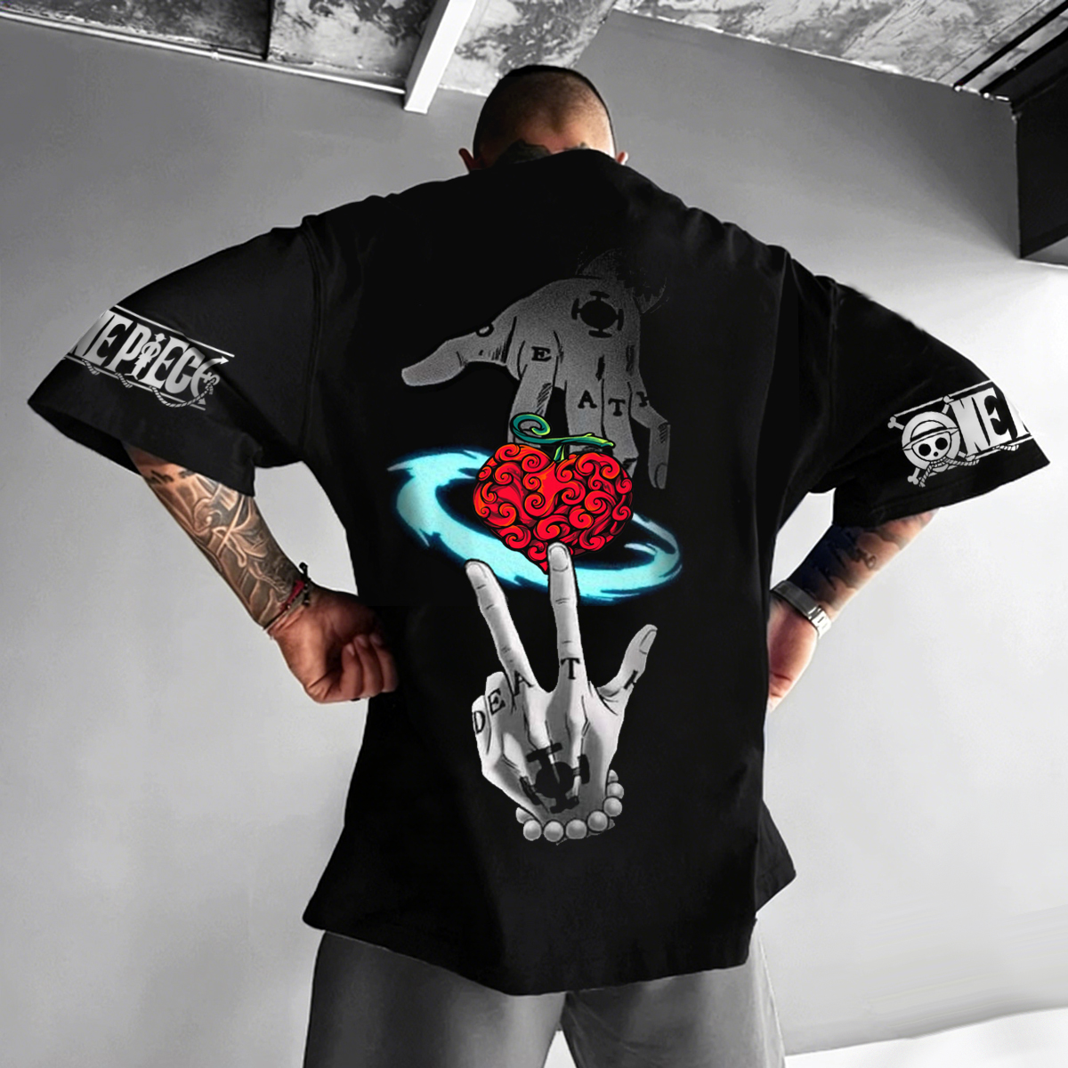 Death Hand Fruit Graphic Oversized T-Shirt with Bold Anime-Inspired Design