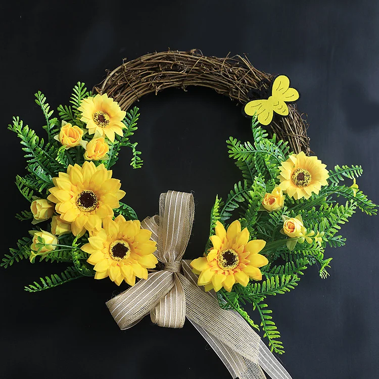  Spring Decorations Sunflower Wreath Door Hanging Bee Festival Gift Thanksgiving Atmosphere Dress Up