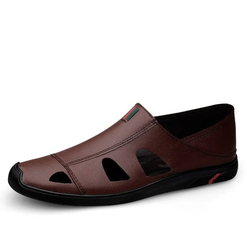 Nine o'clock Quality Men Casual Loafers Summer Leather Sandals Fashion Soft Comfortable Shoes 2021 New Slip-on Wear-resisting