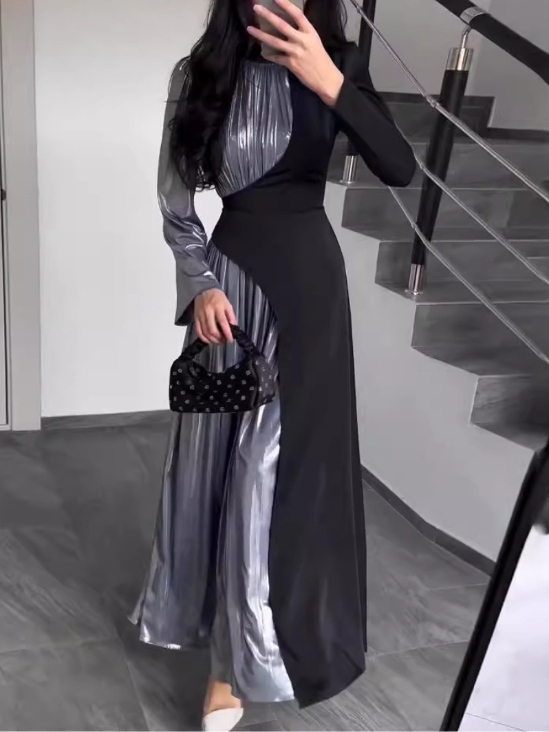 Elegant and Fashionable Contrasting Color Patchwork Irregular Long Skirt | Oxredo Shop Ramadan Sale