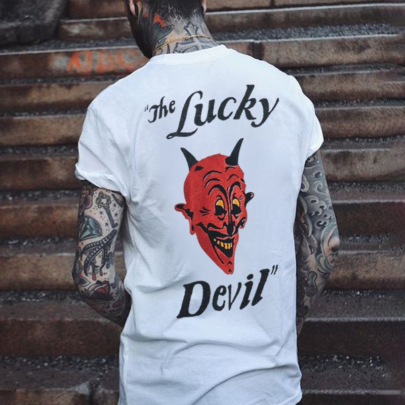 The Lucky Devil Printed Men's Casual T-shirt -  