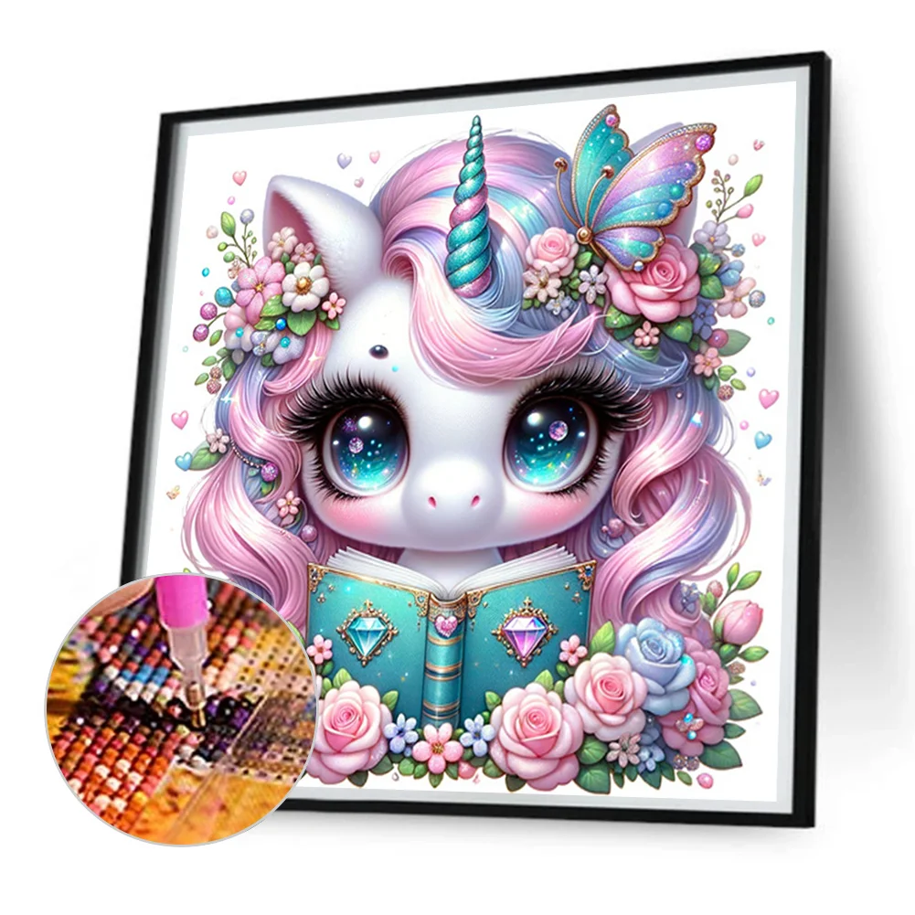 Diamond Painting - Full Square Drill - Read Unicorn(Canvas|35*35cm)