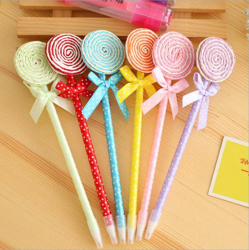 12 Pieces Lytwtw's Ballpoint Pen For School Supply Creative Freebie Novel Office Gift Chancery Lollipop Candy Stationery Flat