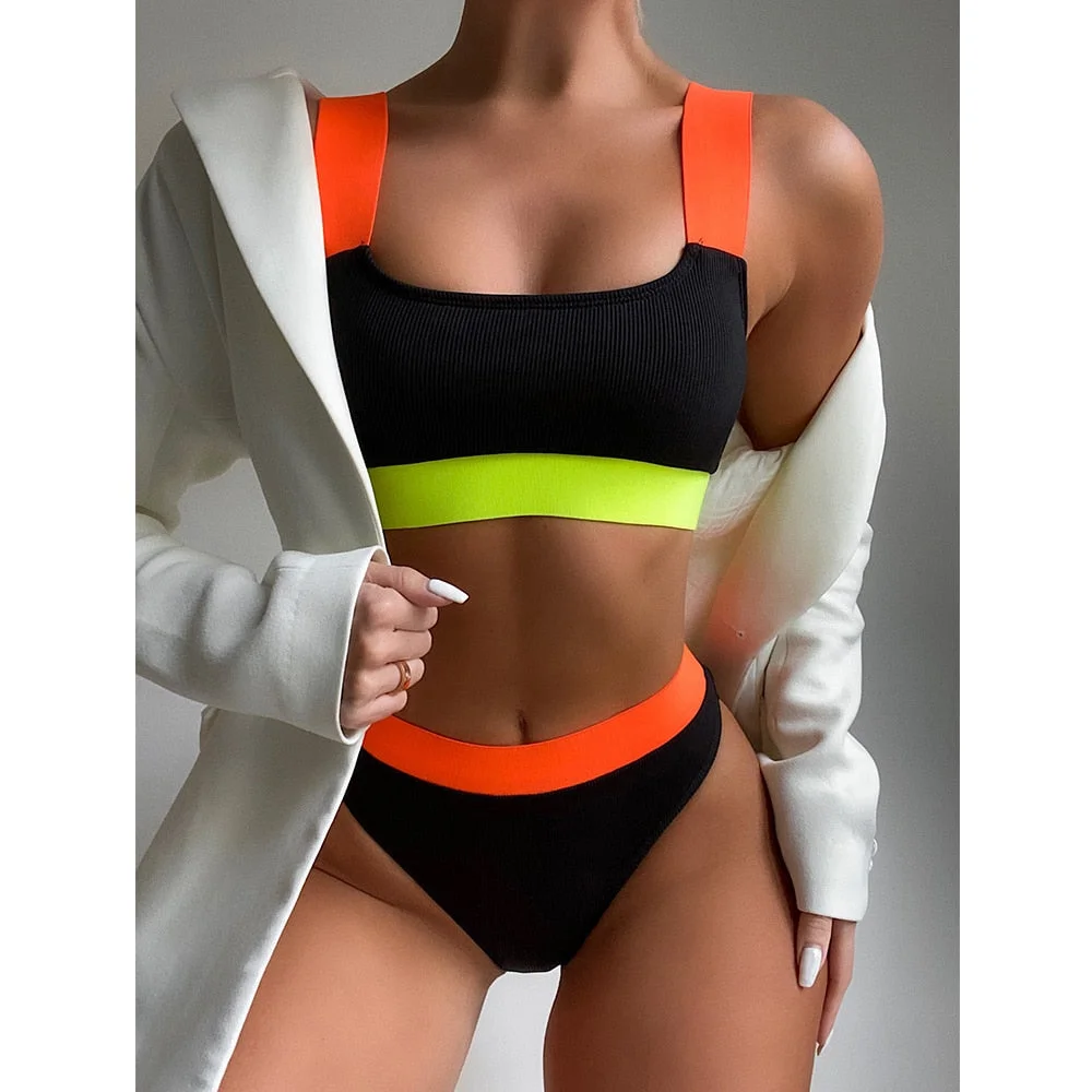 Plate Belt Bikini Swimwear Women 2021 New Sexy Swimsuit Female Two Pieces Bikini Set Bather Bathing Suits Summer Beach Wear Swim