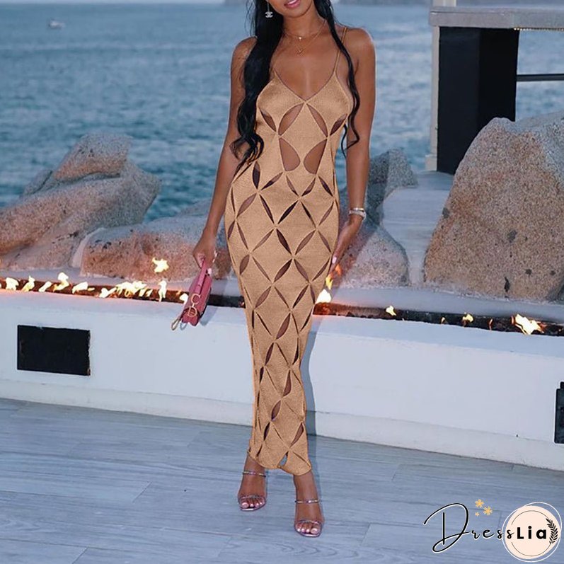 Elegant Maxi Dress for Summer Beach Party Club - Sleeveless and Backless