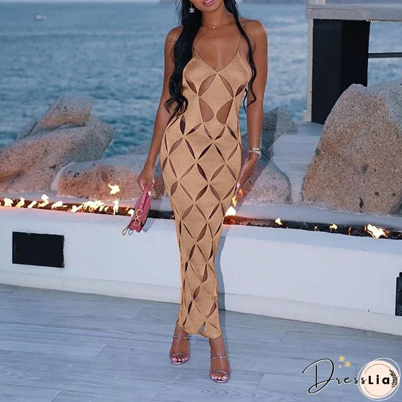 Elegant Maxi Dress for Summer Beach Party Club - Sleeveless and Backless