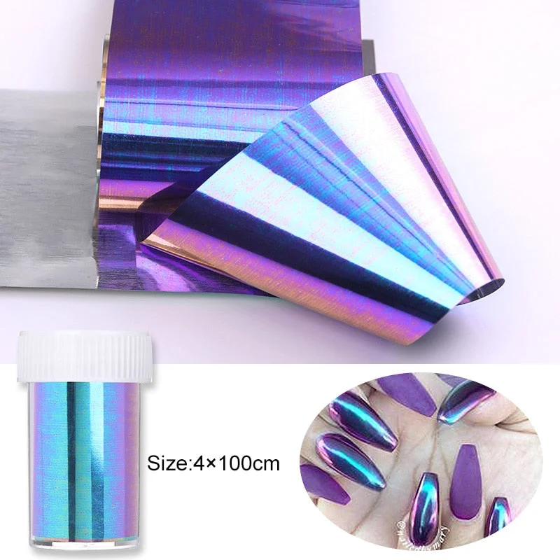 1 Roll iridescent Rose Gold Nail Foils Sticker Sparkly Sky Glitter Nail Art Transfer Stickers Paper DIY Tips Decoration
