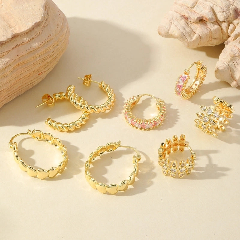 1 Pair Casual Minimalist Geometric Inlay Copper Zircon Imitation Gold  Earrings