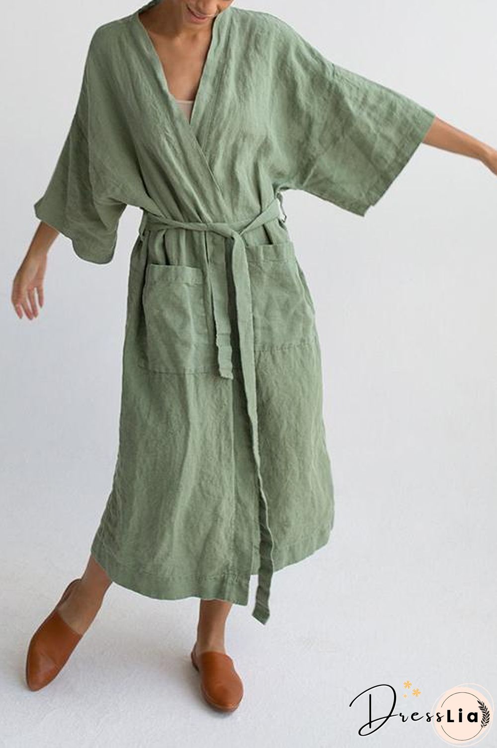 Roomy Linen Kimono With Belt