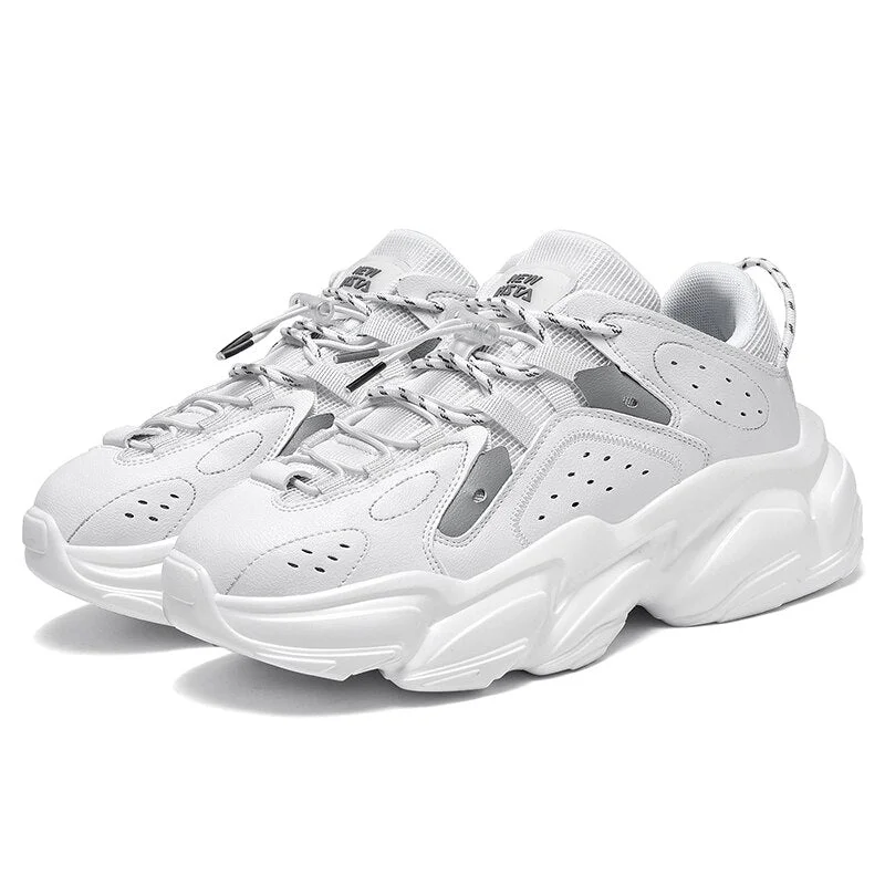 New High Quality Men Sneakers Women Thick Bottom Running Shoes Unisex Leather Sports Shoes Comfortable Waterproof Walking Shoes