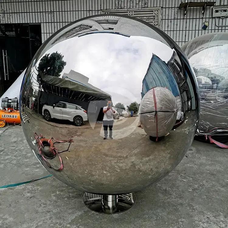 60 inch large metal mirror 1500mm stainless steel hollow sphere With base