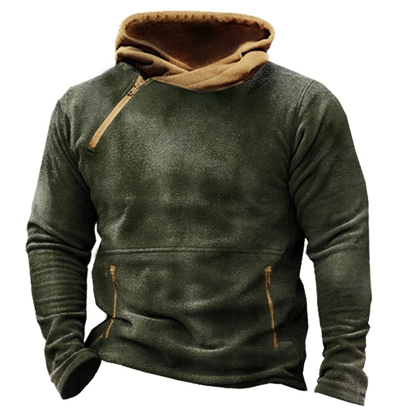 Men's Outdoor Fleece Warm  Pocket Hoodie
