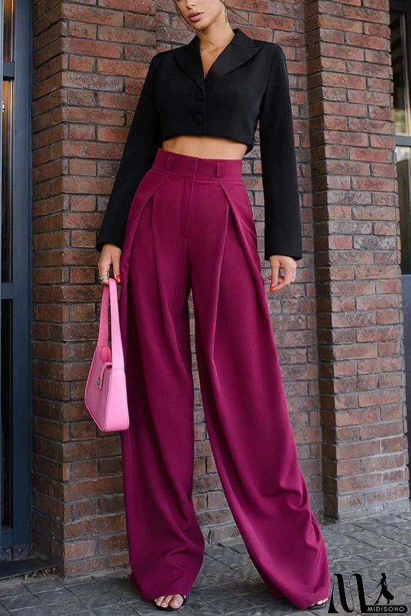MidiSono - Palazzo Style High Waist Wide Leg Pants