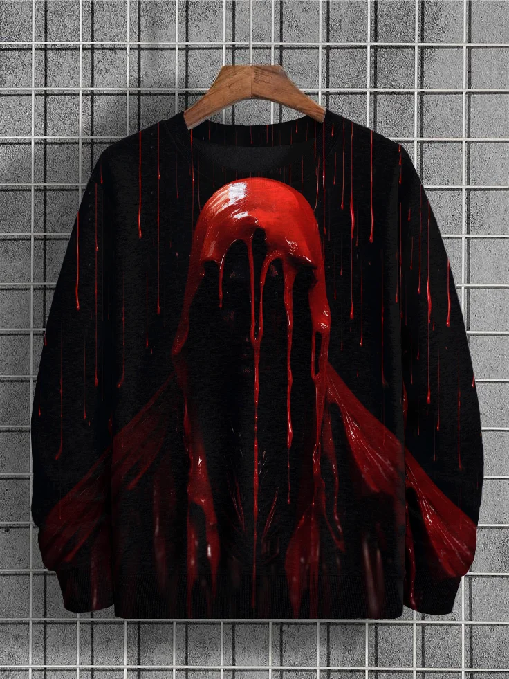 Men's Halloween Blood Horror Art Print Casual Sweatshirt