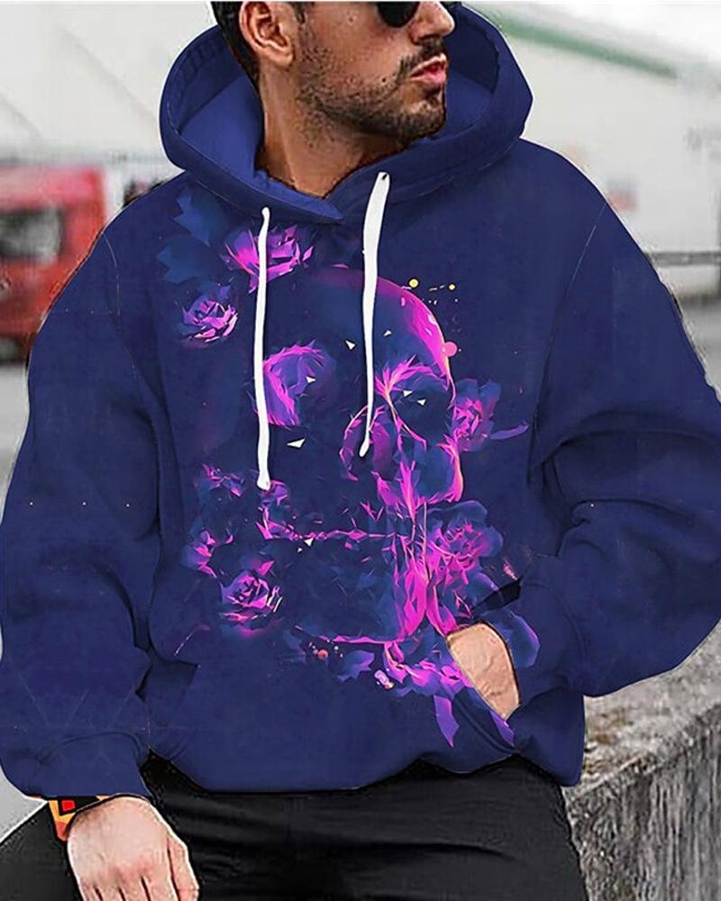 men's skull print sports Hoodies