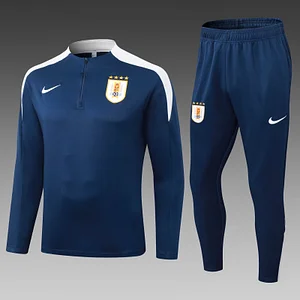 2025 Uruguay Half-Pull Training Suit Royal Blue Football Shirt 1:1 Thai Quality Set
