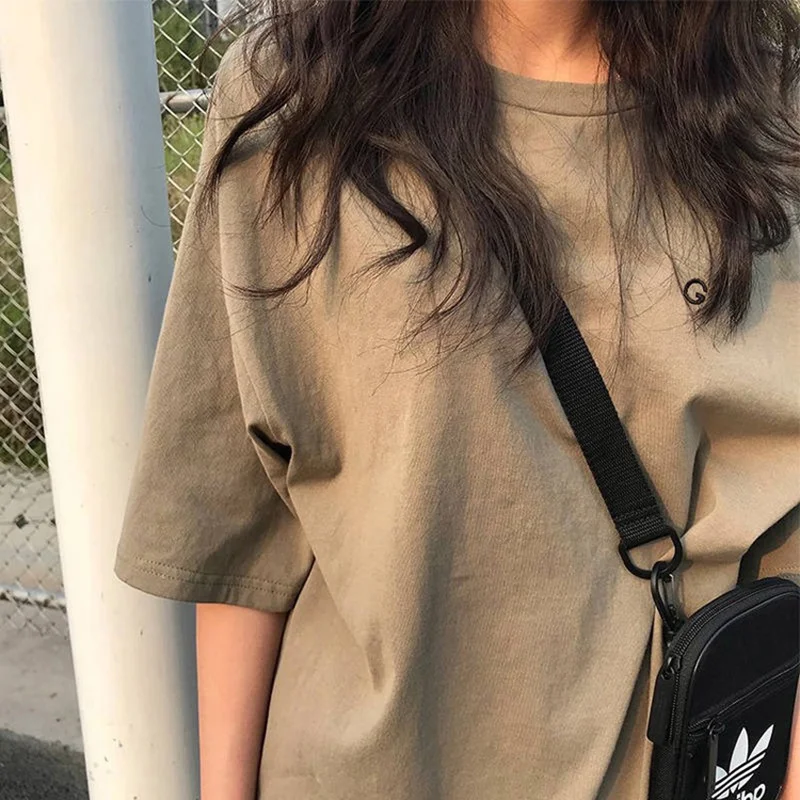 Brownm Brownm Summer Dress New Korean Embroidered Short-Sleeved T-Shirt Women's T-Shirt Ins Tide Loose Plus Size Student Half Sleeve Jacket