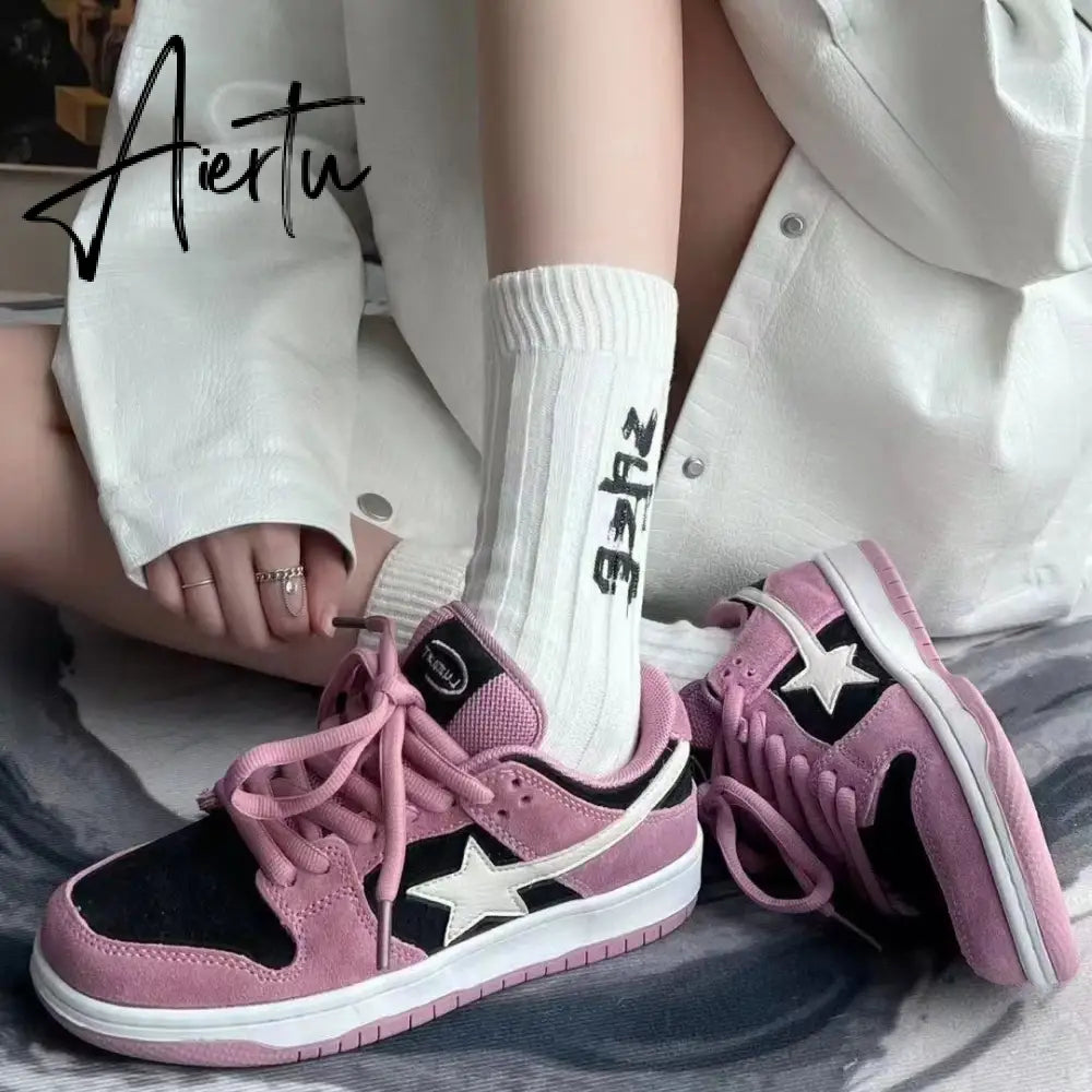 Star Pink Shoes Y2k Harajuku Casual Platform Sneakers Women Korean Fashion Girls Designer Preppy Style Flats Female Aiertu