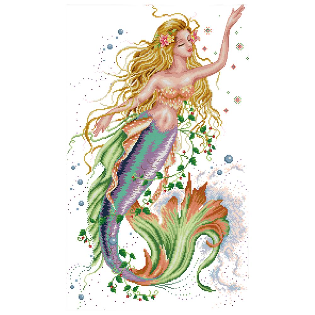 

Mermaid - 14CT Stamped Cross Stitch - 40*61cm, 501 Original