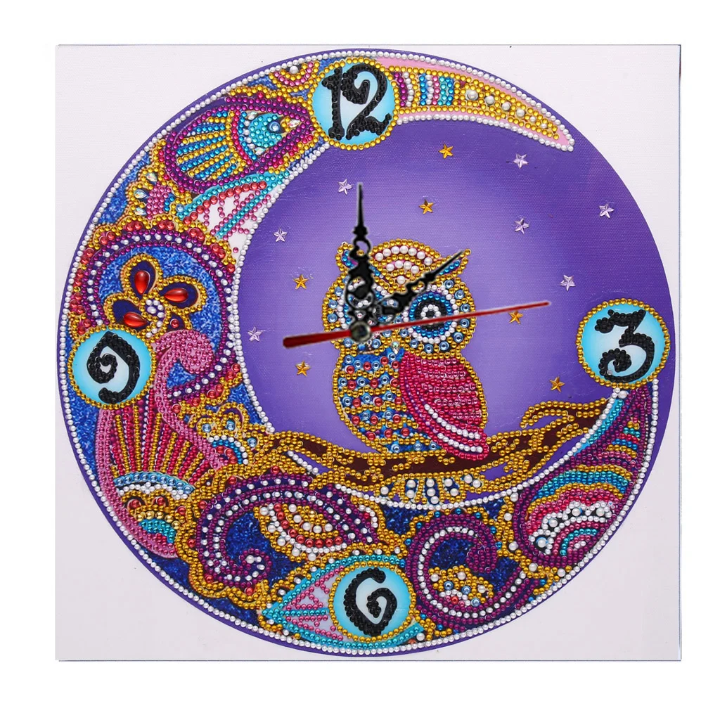 DIY Rhinestone Owl Clock Part Special Shaped Diamond Painting Kit(35*35cm)
