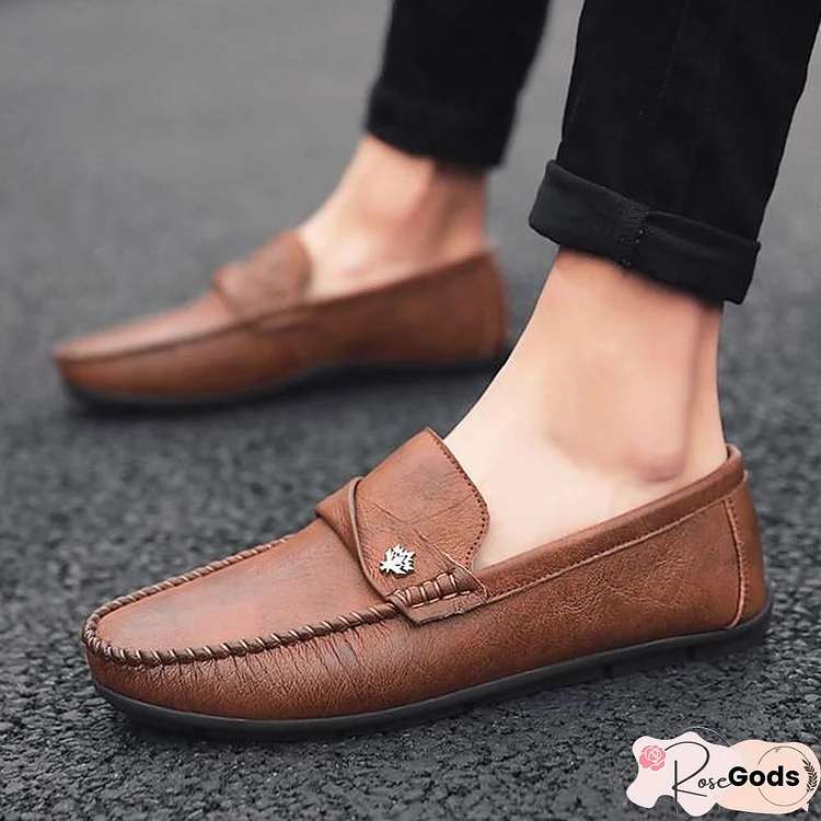 Men's Summer / Winter Casual / British Daily Outdoor Loafers & Slip-Ons Walking Shoes Leather / Nappa Leather Breathable Non-Slipping Wear Proof Dark Brown / Black / Gray