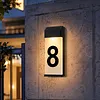 Solar Lighted House Numbers Luminous Outside Address Sign Smart Sensor Automatic LED Illumination Lamp Auto On/Off Villa Courtyard Number Plate Light Outdoor Doorplate Number Indicator