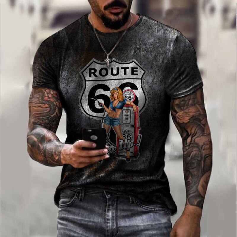 

Route 66 - 3D Printed Men T Shirt, 501 Original