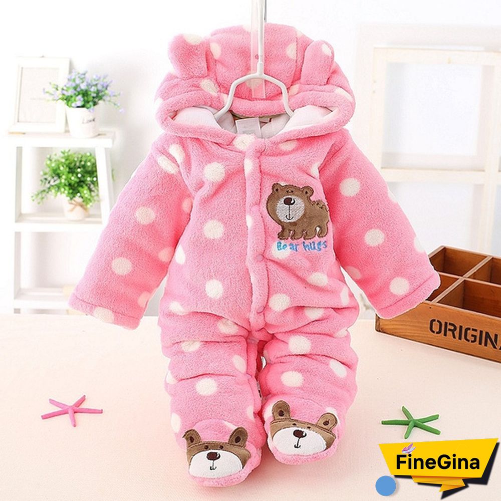 Newborn Baby Romper Coral Fleece Winter Rompers Cartoon Infant Clothes Snowsuit Babies Jumpsuits